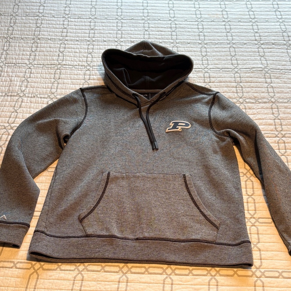 Antigua Purdue Charcoal Hooded Sweatshirt with Logo